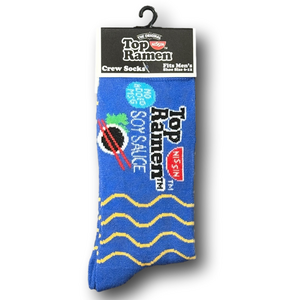 3/$20 Nissin Top Ramen Noodles Soy Sauce Flavor Funny Novelty Crew Socks - NWT